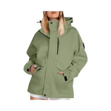 Imagem de Jaqueta Feminina Corta-Vento Impermeável Com Capuz E Zíper Fina Para O