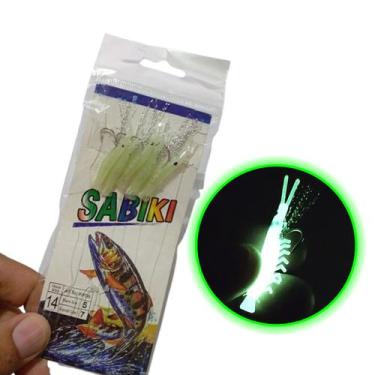 Imagem de Isca Artificial Pesca Sabiki 5 Camarao Fluorescente Lambari Robalo Tai