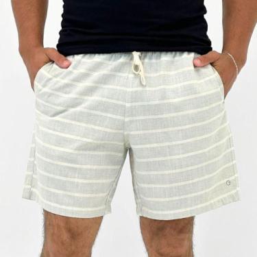 Imagem de Shorts Guilherme Soul Listrado em Tecido Masculino, EG, Verde claro