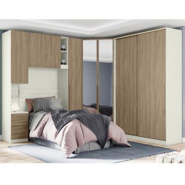 Imagem de Quarto Modulado Completo Casal 5 Peças com 8 Portas 6 Gavetas Marrom/A