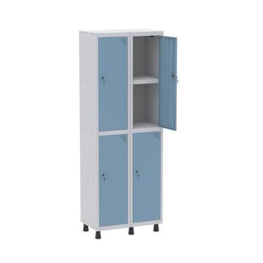 Imagem de Armário Locker 2 Colunas, 4 Portas com Prateleira Central com Duas Cha