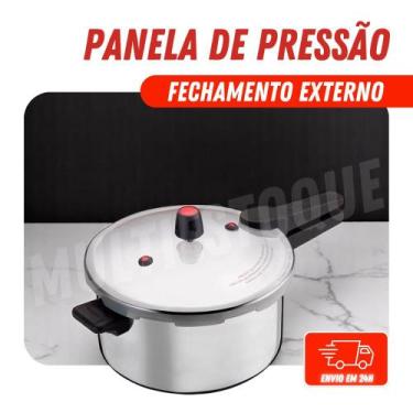 Imagem de Panela de Pressão 7 Litros com Fechamento Externo - Aluminio Nacional