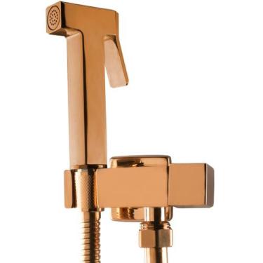 Imagem de Chuveirinho Higiênico Quadrado Luxo Rose Gold em Aço Inox para Banheir