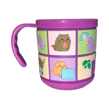 Imagem de Copo Infantil Emborrachado Meninas Caneca de Criança Escolar Cor:Roxo 