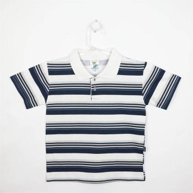 Imagem de Camiseta Infantil Masculina Manga Curta Branca, Azul Marinho e Cinza