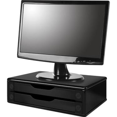 Imagem de Suporte para Monitor de Mesa em MDF Black Piano com 2 Gavetas Black Piano
