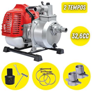 Imagem de Motobomba Kawashima Autoescorvante KWP-10 À Gasolina 2 Tempos 32,6cc Com Vazão de 8m3/H Para Abastecimento de Cisternas