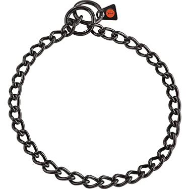 Imagem de HS HERM. SPRENGER GERMANY Coleira de treinamento para cães de estrangulamento de aço inoxidável preta corrente antiderrapante para cães pequenos, médios e grandes para fácil controle, coleira de