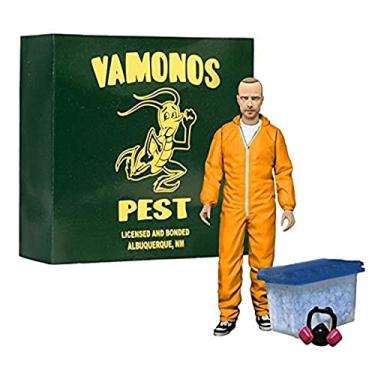 Imagem de Breaking Bad Jesse Pinkman Boneco de 15 cm – exclusivo para terno laranja Hazmat EE.