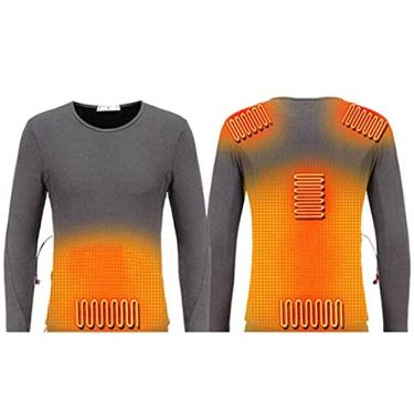 Imagem de Yajun Roupa íntima térmica aquecida de inverno USB camada de base macia quente top 5 áreas roupas de aquecimento isolado para esquiar clima frio, cinza, 3GG (185