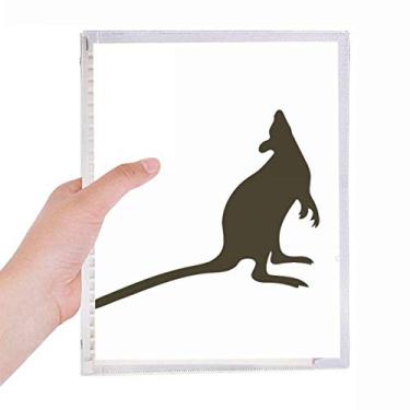 Imagem de Caderno de retrato de animal canguru preto diário de folhas soltas recarregável, papelaria