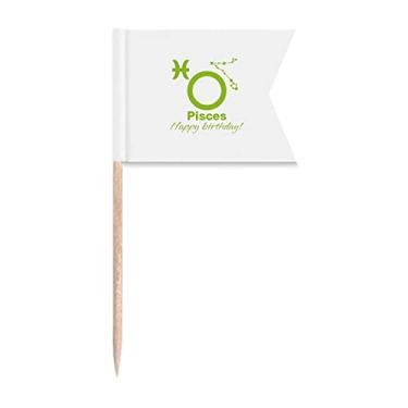 Imagem de Constelação Destino Aniversário Celebração Peixes Palito de Dente Bandeiras Marcação para Festa Bolo Comida Prato de Queijo