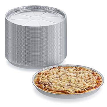 Imagem de DCS Deals Pacote de formas de pizza redondas descartáveis – Bandeja de pizza durável para biscoitos, bolos, focaccia e mais – Tamanho: 12-1/10.2 cm x 3/20.3 cm (25)