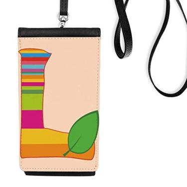 Imagem de L alfabeto laranja fruta bonita na estampa carteira para celular bolsa suspensa bolso preto