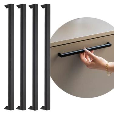 Imagem de 4 X Puxador Slim Gaveta Armario Moveis Alumínio Round 352mm (PRETO FOSCO)