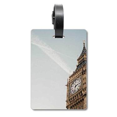 Imagem de Big Ben Clouds Blue Sky Bolsa de mala com etiqueta para cartão de bagagem