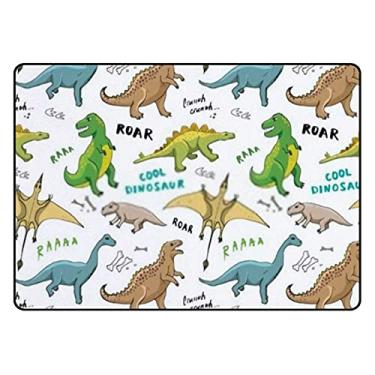 Imagem de ColourLife Capacho Dinossauros Doodles em Branco Leve Antiderrapante Tapete de Entrada para Banheiro Cozinha Entrada 78,7 x 50,8 cm