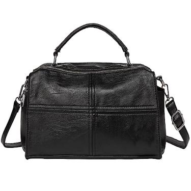 Imagem de Bolsas a Tiracolo para Mulher, VASCHY Bolsa Feminina de Couro Vegano com Alça Superior Bolsa de Mão Bolsa de Ombro, Preto