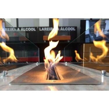 Imagem de Lareira Ecológica Aço Inox 304 (queimador 120 Duplo=2x60cm) Queimador Duplo (2x60cm)