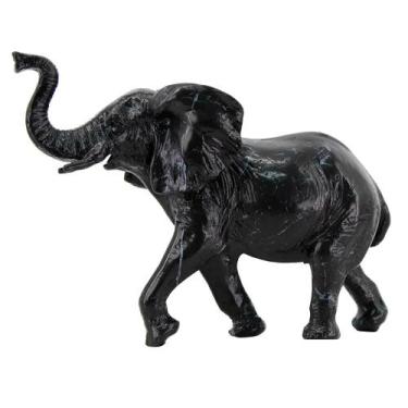 Imagem de Elefante Decorativo De Resina Preto Tipo Marmore - Btc Decor