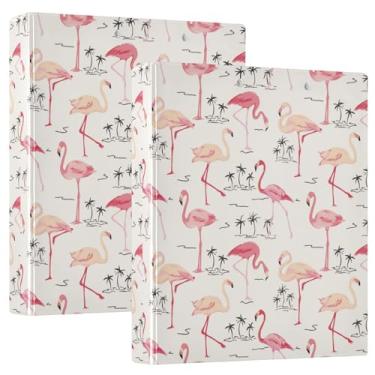 Imagem de Flamingo Hope Fichários de caderno retrô árvore de 1 e 1/2 polegada, fichários redondos com prancheta, pacote de 1/2 fichário de escritório, capa dura