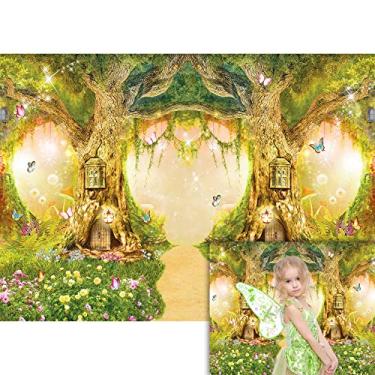 Imagem de SeekPro 2,4 x 1,8 m Fundo de jardim encantado primavera floresta fada maravilhas fundo floresta casamento chá de bebê festa de aniversário bolo quebra decoração estúdio retrato adereço cabine fotográfica SK6251D