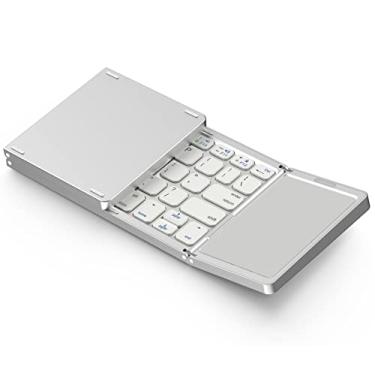 Imagem de Erkovia Teclado Bluetooth dobrável, teclado sem fio portátil tridobrável com touchpad, USB-C recarregável para iOS, Android, sistema Windows, laptop, tablet, smartphone (não tamanho completo)