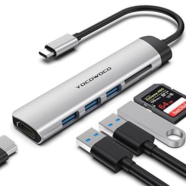 Imagem de YOCOWOCO Hub USB C, adaptador multiportas USB-C para HDMI 6 em 1 com HDMI 4K, 3 portas USB 3.0 e leitor de cartão SD/TF, divisor de dongle USBC para MacBook Pro/Air, laptops, PC, desktop