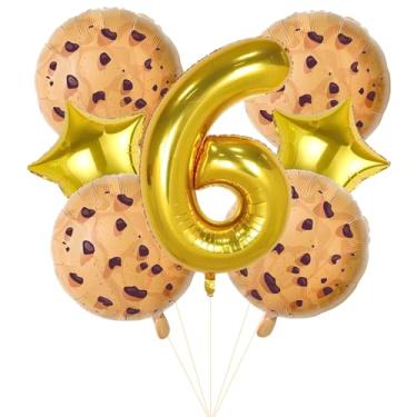 Imagem de Chocolate Chip Cookie Party Decorations, 7pcs Cookies Birthday Number Foil Balloon for Milk and Cookies 6th Birthday Party Supplies (6th)