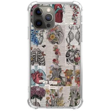 Imagem de Enughselso Capa Skelton Crânio de Jornal Biologia Estética Compatível com iPhone 14 Pro, Capa Artística de Colagem de Anatomia para iPhone 14 Pro, Capa de telefone de TPU fofa e legal