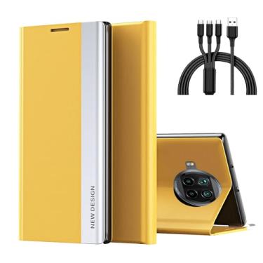 Imagem de okdiscountforyou Capa para Galaxy Note 20 5G, bolsa lateral para celular com cabo de carregamento para Galaxy Note20 6,5 polegadas amarela