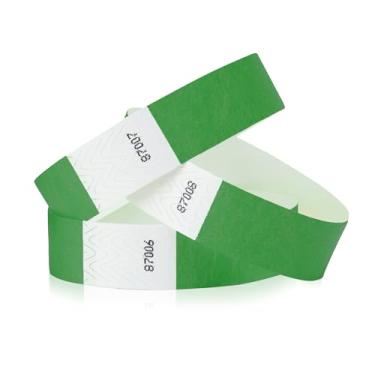 Imagem de Pulseiras Tyvek Verde Kelly 500 Wristco para Eventos - Pulseiras de papel confortáveis resistentes a rasgos, pulseiras de identificação para shows, festivais, identificação de festa de admissão