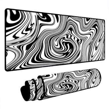 Imagem de Mouse Pad Gamer Deskpad Speed Extra Grande Profissional com Borda Costurada (90x40) - Abstrato Preto e Branco