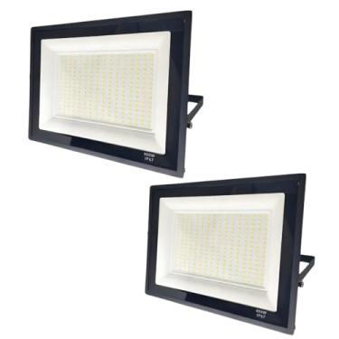 Imagem de Kit 2 Refletores LED 400w à Prova D'Água Ip66, Holofote Branco Frio 6500K, Bivolt, Iluminação Externa/Jardim