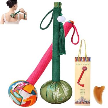 Imagem de ArancioneandQ Martelo de massagem de absinto, martelo de massagem corporal manual, 2 peças, ferramentas para músculos doloridos de corpo inteiro, presentes de saúde (seda + algodão)