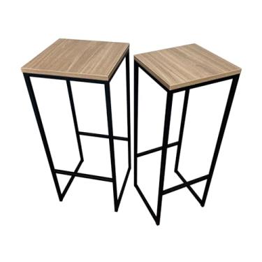 Imagem de Kit 2 Banquetas Strassis Design SD-3040P Metal e MDF Cor: Preta