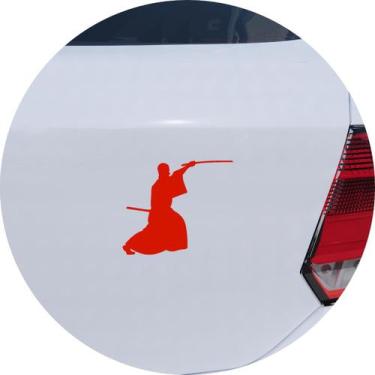 Imagem de Adesivo de Carro Samurai treino Com Espadas - Cor Vermelho - Melhor Ad