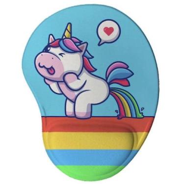 Imagem de Mousepad com apoio - Unicórnio Malcriado Caguei Arco-Íris - JDM