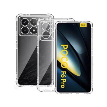 Imagem de Capa para Xiaomi Pocophone Poco F6 Pro 5G anti-impacto TPU transparente borda reforçadas anti-choque