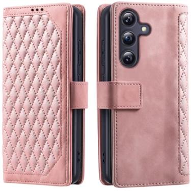 Imagem de KUXNGUYI Capa para Samsung Galaxy S24 Plus/S24+, com compartimento para cartão e suporte, flip à prova de choque de couro PU magnético GalaxyS24+ 24+ 24plus capa carteira S24Plus (rosa, Galaxy S24