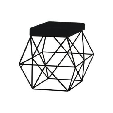 Imagem de Puff Decorativo Sala de Estar Base Preto Trixie Veludo Preto G41 - Gra