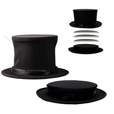Imagem de Boné dobrável - fantasia de mágico - chapéu de mágico - truques de mágica - chapéus de fantasia da Funny Party Hats, Preto, tamanho �nico
