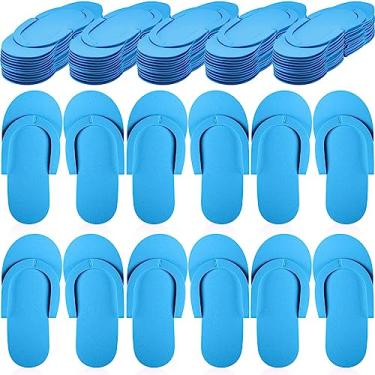 Imagem de JenPen 60 pares de chinelos descartáveis de pedicure de espuma spa pedi chinelos de pedicure dobráveis a granel para convidadas, mulheres, homens, salão, spa, hotel, chuveiro, pés, unhas, artigos de