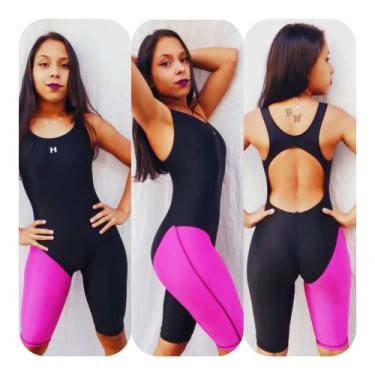 Imagem de Traje macaquinho duo feminino azul ou rosa para natação ou hidroginást