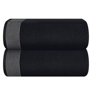 Imagem de Belizzi Home Pacote com 2 lençóis de banho grandes de algodão 89 x 187 cm, lençol de banho grande, ultra absorvente, compacto, ecológico e 100% reciclável, secagem rápida e toalha leve - preta