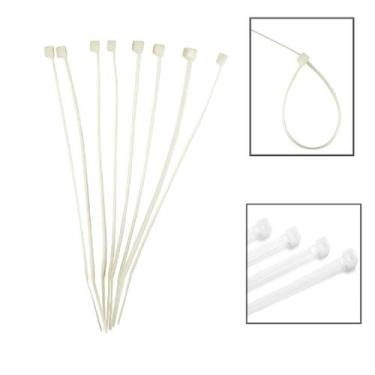 Imagem de Abraçadeira Nylon 3,6x300mm C/100 Pcs Fios Cabos - EDA, Branco