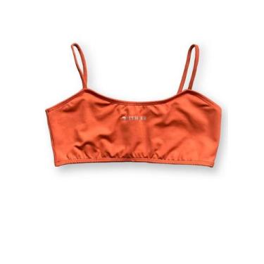 Imagem de Top Fitness Feminino Sem Bojo Alça Fina Academia Drisheer, Laranja, G