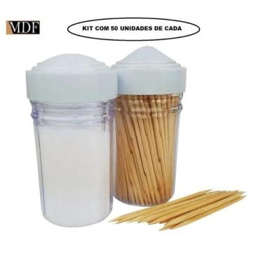 Imagem de Kit 50 Paliteiro e Saleiro de Plástico para Bar Restaurante Cozinha - 