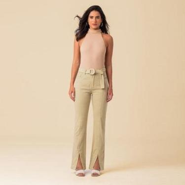 Imagem de Calça Flare com Cinto Feminina Sarja Disparate-Feminino