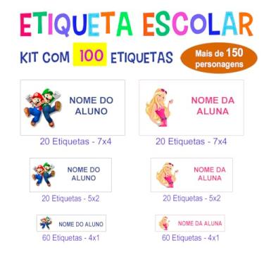 Imagem de Etiqueta escolar personalizada impermeavel vinil 100 unidades